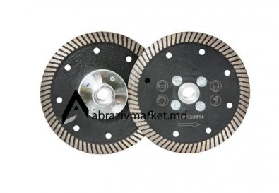 Алмазный диск турбо черный с фланцем Ø 125хМ14