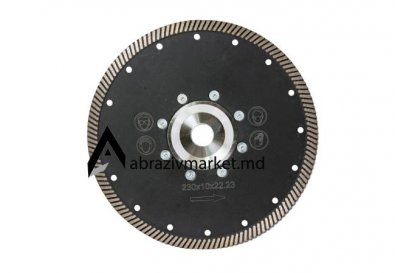 Алмазный диск турбо черный с фланцем Ø 230х22